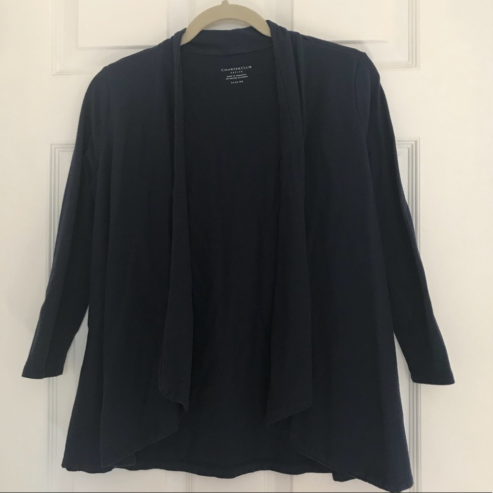 Charter Club 3/4 Sleeve Navy Cardigan